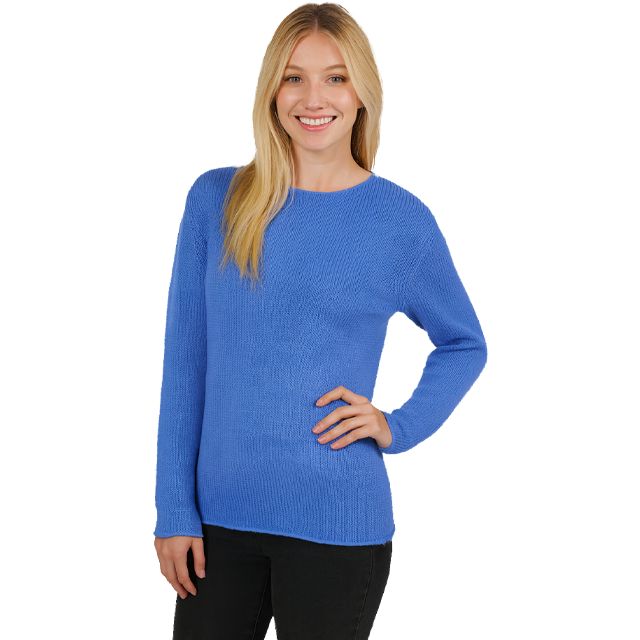 Baby Alpaca Boatneck Pullover Clothing Smooth Alpaca Fashion Medium Blue 