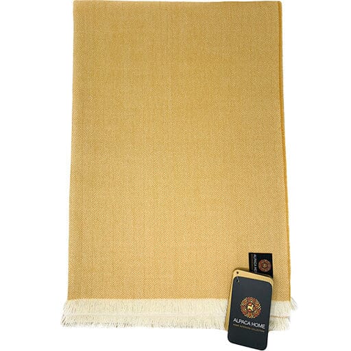 Modern Herringbone Throw Blankets 100% Baby Alpaca Wool Blanket Inca Gold Harvest 