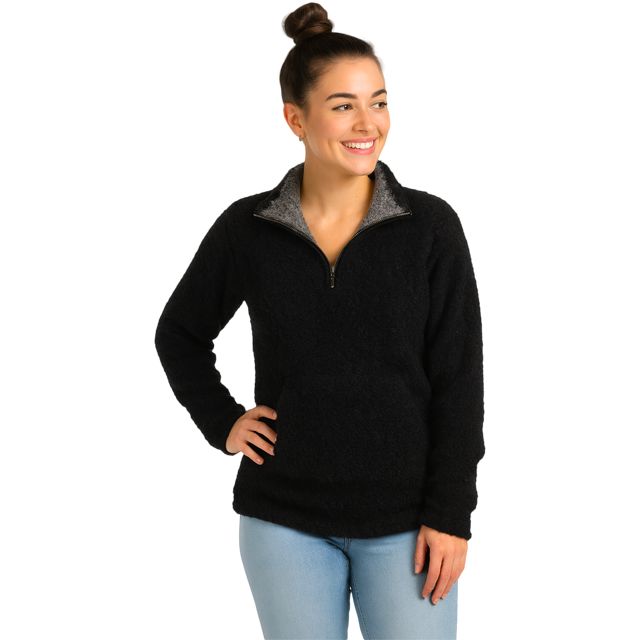 Halo Quarter Zip Alpaca Fleece Sweater Clothing Inca Black L 
