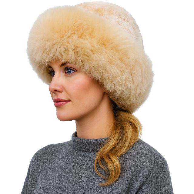 Handmade Baby Alpaca Fur Hat Winter Hat Alpaca Classic Beige 