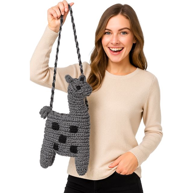Adorable Alpaca Purse Apparel & Accessories Smooth Alpaca Fashion Gray Mlge. - Black 