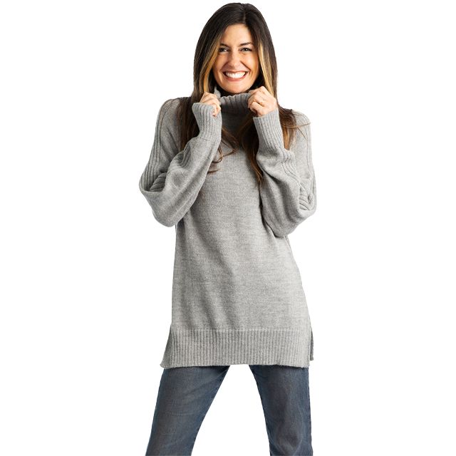 Oversized Funnel Neck Pullover Clothing Inca Gray Medium 