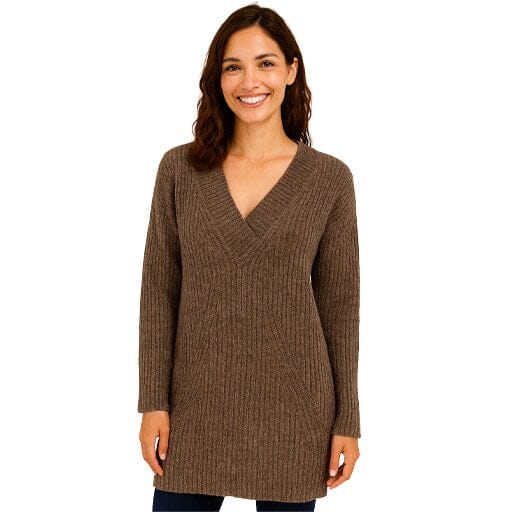 The Whisper V-Neck Apparel & Accessories Smooth Alpaca Fashion One Size Taupe Grey 