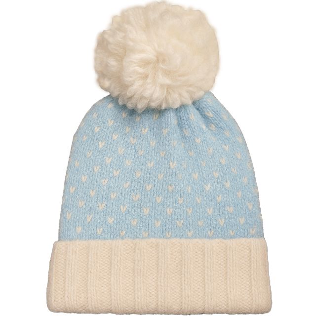 Snow Brushed Alpaca Beanie and Pom Winter Hat Alpaca Classic Aqua Snow 