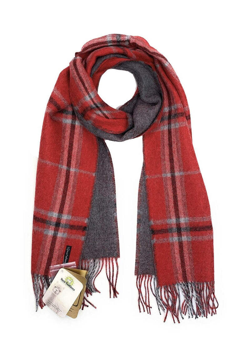 【TATIANA】Red Grid Check Lambs Wool Muffler 羊毛 マフラー マフラー・ストール TATIANA Red Grid Check Soft Lambs Wool