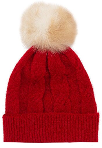 Pom Cable Alpaca Hat Winter Hat Alpaca Classic Red 